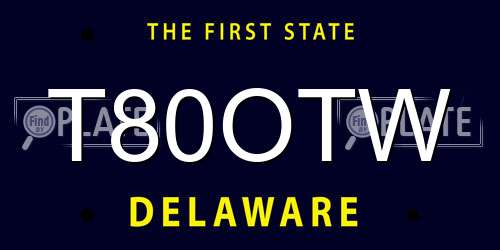T80OTW Delaware License Plate