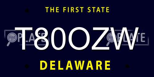 T80OZW Delaware License Plate