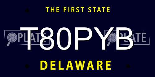 T80PYB Delaware License Plate