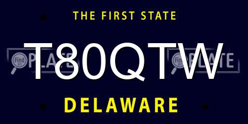T80QTW Delaware License Plate