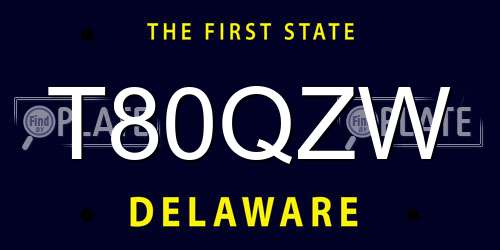 T80QZW Delaware License Plate