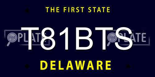 T81BTS Delaware License Plate
