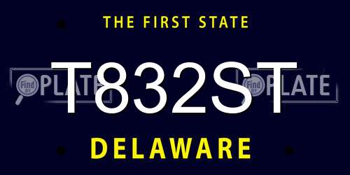 T832ST Delaware License Plate