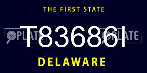T83686I Delaware License Plate
