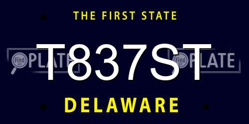 T837ST Delaware License Plate