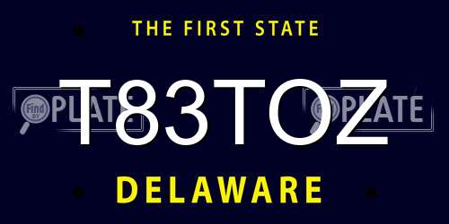 T83TOZ Delaware License Plate