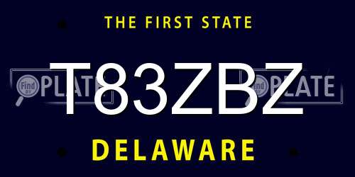 T83ZBZ Delaware License Plate