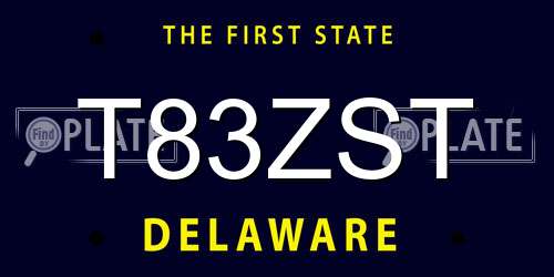 T83ZST Delaware License Plate
