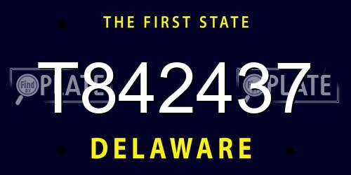 T842437 Delaware License Plate