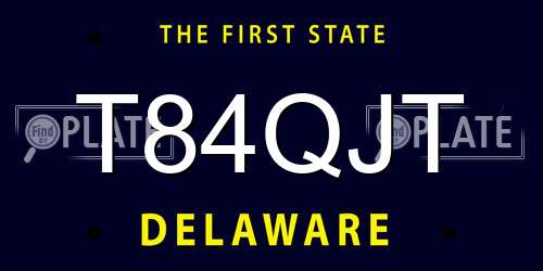 T84QJT Delaware License Plate