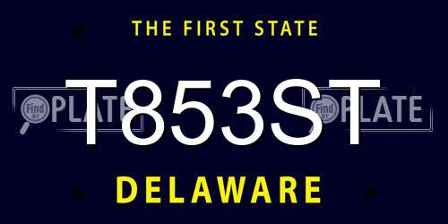 T853ST Delaware License Plate