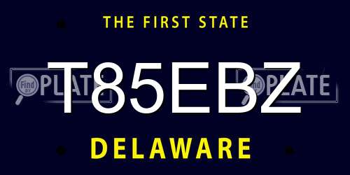 T85EBZ Delaware License Plate