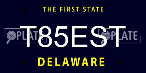 T85EST Delaware License Plate