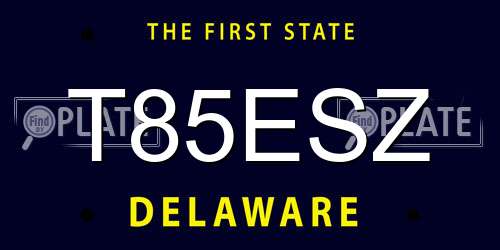 T85ESZ Delaware License Plate