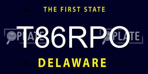 T86RPO Delaware License Plate