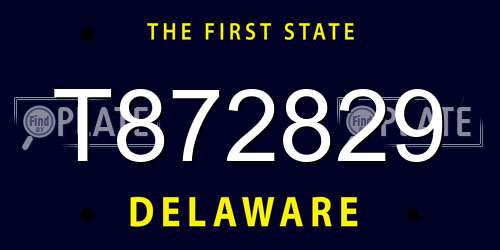 T872829 Delaware License Plate