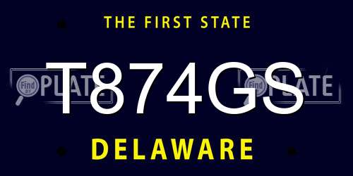 T874GS Delaware License Plate