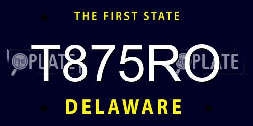 T875RO Delaware License Plate