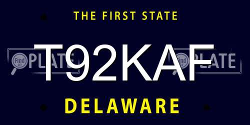 T92KAF Delaware License Plate