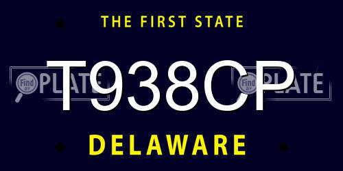 T938CP Delaware License Plate