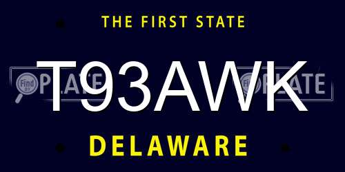 T93AWK Delaware License Plate