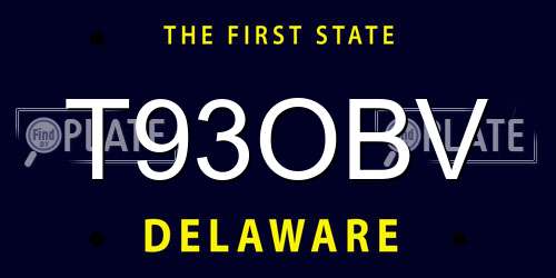 T93OBV Delaware License Plate