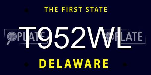 T952WL Delaware License Plate