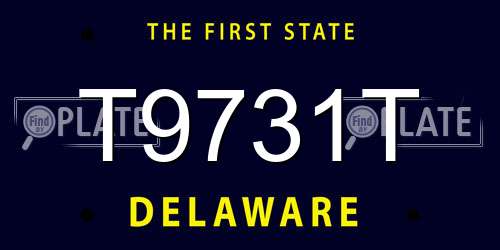 T9731T Delaware License Plate