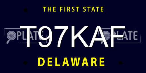 T97KAF Delaware License Plate