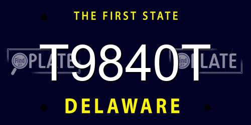 T9840T Delaware License Plate