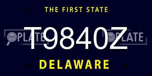 T9840Z Delaware License Plate