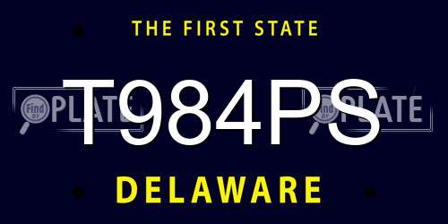 T984PS Delaware License Plate