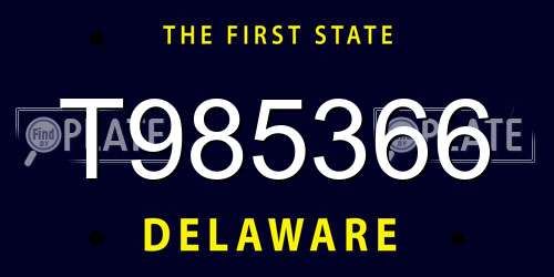 T985366 Delaware License Plate