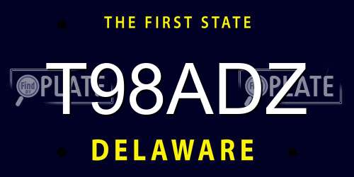 T98ADZ Delaware License Plate