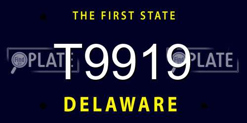 T9919 Delaware License Plate