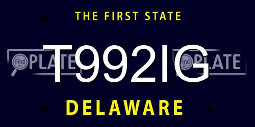 T992IG Delaware License Plate