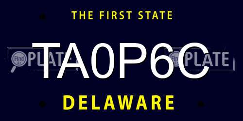 TA0P6C Delaware License Plate
