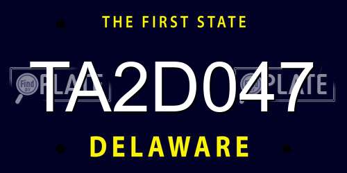 TA2D047 Delaware License Plate