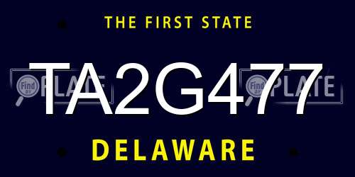 TA2G477 Delaware License Plate