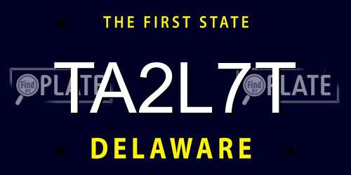 TA2L7T Delaware License Plate