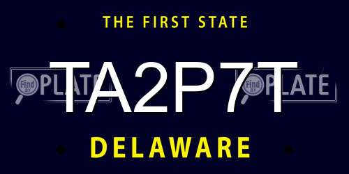 TA2P7T Delaware License Plate