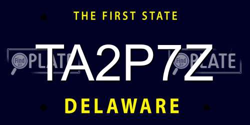 TA2P7Z Delaware License Plate