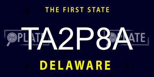 TA2P8A Delaware License Plate