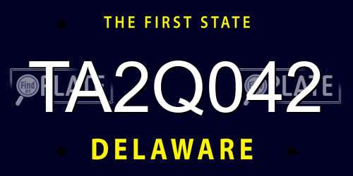 TA2Q042 Delaware License Plate