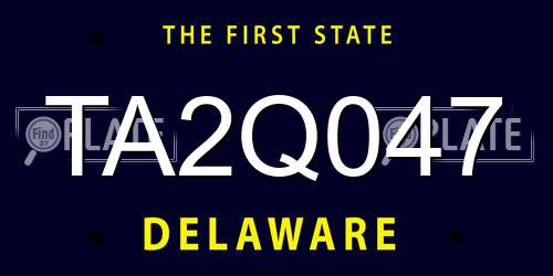 TA2Q047 Delaware License Plate