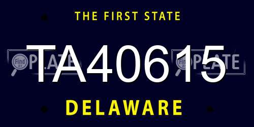 TA40615 Delaware License Plate