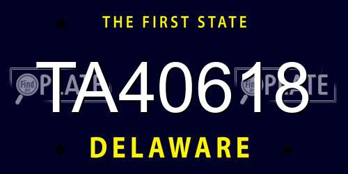 TA40618 Delaware License Plate