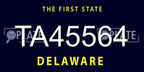 TA45564 Delaware License Plate