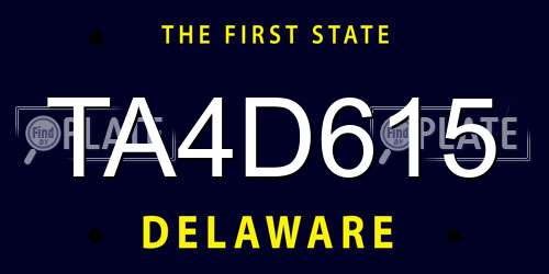 TA4D615 Delaware License Plate