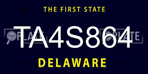 TA4S864 Delaware License Plate